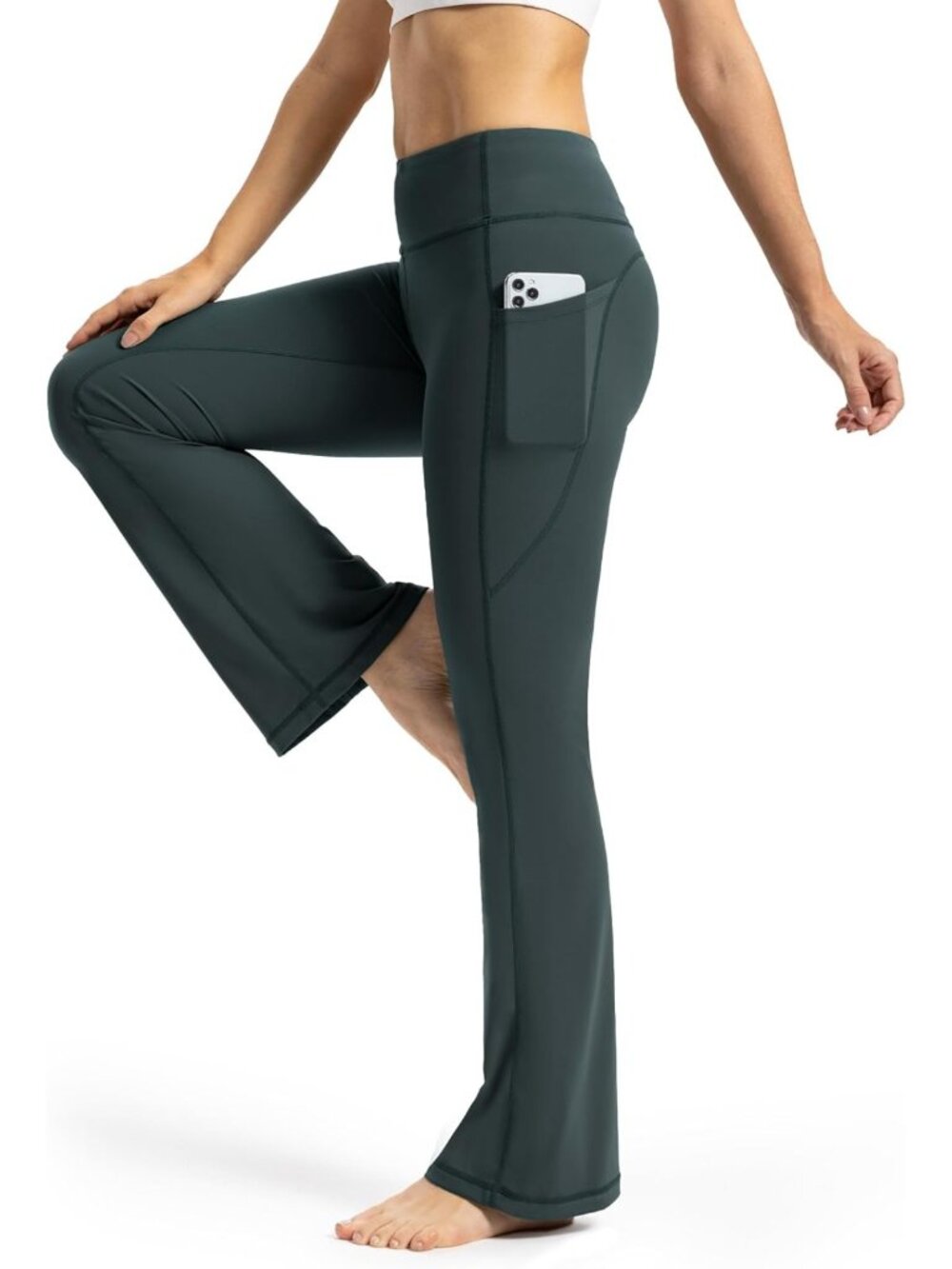 Petite High Waist Bootcut Yoga Pants 26"/28" Inseam | Flare Leggings with